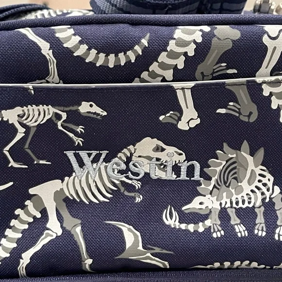 PBK Mackenzie Navy Dinosaur Bones Glow-in-the-Dark Dual Compartment Lunchbox - Picture 2 of 10